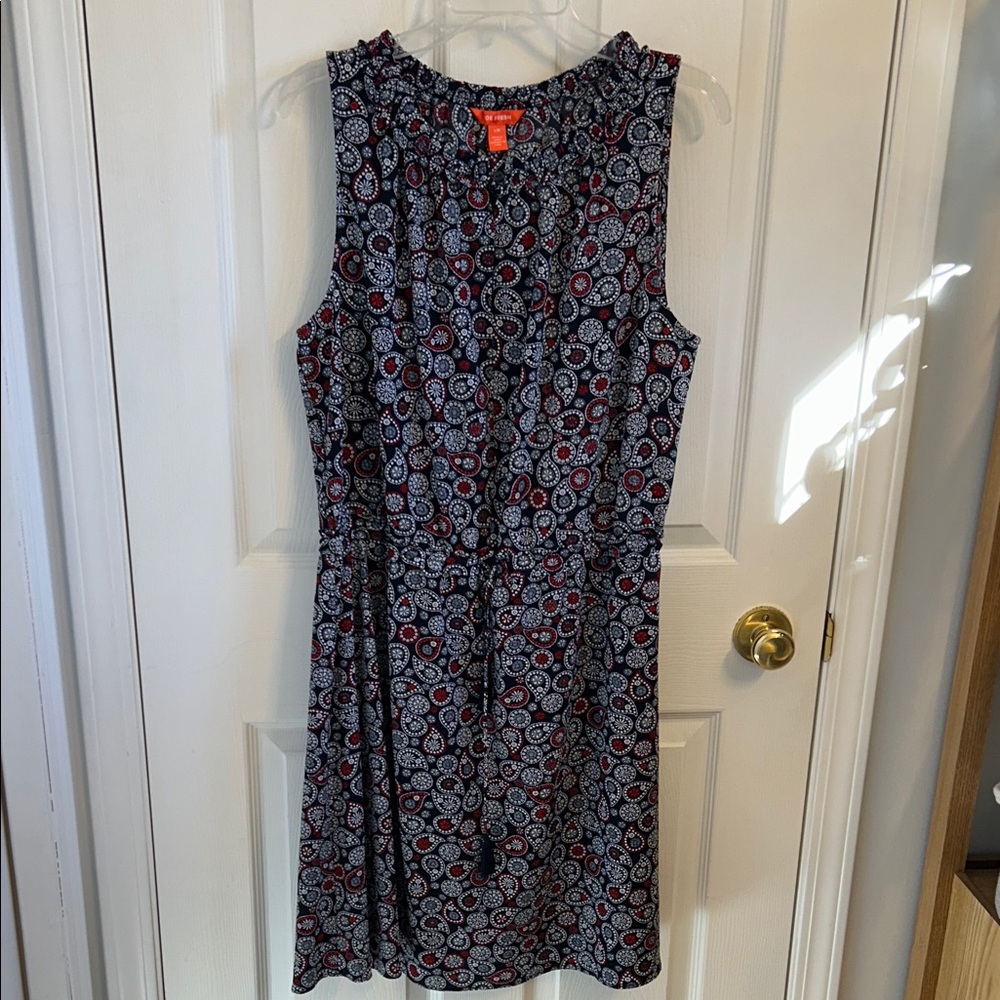 Joe Fresh Navy and Red Paisley Midi Dress